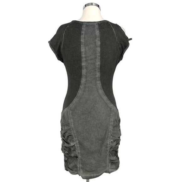 XCVI Gray Ruched V-Neck Short Sleeve Dress Size Small - Picture 8 of 11